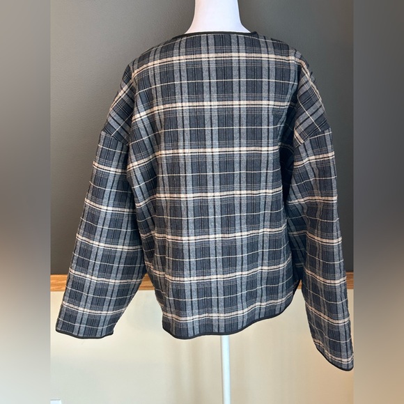 NWT Zara Women’s Quilted Plaid Jacket Size XL Black Gray Tan - Picture 5 of 9
